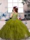 Popular Olive Green Sleeveless Organza Lace Up Pageant Dress for Party and Sweet 16 and Wedding Party