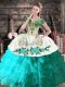 Affordable Aqua Blue Off The Shoulder Lace Up Embroidery Vestidos de Quinceanera Sleeveless