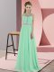 Modest Scoop Sleeveless Womens Evening Dresses Floor Length Beading Apple Green Chiffon