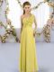 Adorable One Shoulder Sleeveless Chiffon Wedding Guest Dresses Hand Made Flower Lace Up