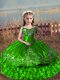 Sleeveless Floor Length Embroidery and Ruffled Layers Lace Up Pageant Dress with Green