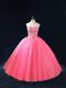 Hot Pink Sweetheart Neckline Beading Ball Gown Prom Dress Sleeveless Side Zipper