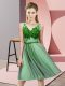 Knee Length Empire Sleeveless Green Bridesmaid Gown Lace Up