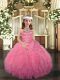 Scoop Sleeveless Tulle Pageant Dresses Beading Lace Up