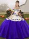 Simple Floor Length White And Purple 15th Birthday Dress Off The Shoulder Sleeveless Lace Up