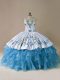 Enchanting Blue Sleeveless Organza Lace Up Sweet 16 Quinceanera Dress for Sweet 16 and Quinceanera