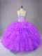 Glamorous Purple Ball Gowns Sweetheart Sleeveless Organza Floor Length Lace Up Beading and Ruffles Quinceanera Dresses