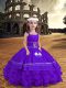 Lavender Satin and Organza Zipper Girls Pageant Dresses Sleeveless Floor Length Embroidery and Ruffled Layers
