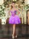 Fitting Organza Sweetheart Sleeveless Lace Up Beading and Ruffled Layers Homecoming Gowns in Lilac