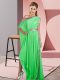 Green Empire Sequins Evening Party Dresses Side Zipper Chiffon Sleeveless Asymmetrical