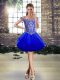 Royal Blue Sleeveless Tulle Lace Up for Prom and Party