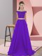 Deluxe Purple Off The Shoulder Neckline Beading Prom Gown Sleeveless Backless