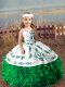 High Quality Straps Sleeveless Organza Girls Pageant Dresses Embroidery and Ruffles Lace Up