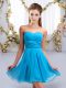 Gorgeous Aqua Blue Bridesmaid Dresses Wedding Party with Ruching Sweetheart Sleeveless Lace Up
