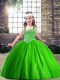 Attractive Straps Sleeveless Tulle Little Girls Pageant Gowns Beading Lace Up