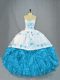 Nice Baby Blue Sleeveless Organza Lace Up Sweet 16 Dresses for Sweet 16 and Quinceanera
