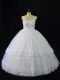 Artistic White A-line Straps Sleeveless Tulle Floor Length Lace Up Beading and Appliques Sweet 16 Quinceanera Dress