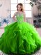 Fancy Scoop Sleeveless Lace Up Sweet 16 Dress Green Tulle