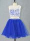 Popular Royal Blue Prom Dresses Prom and Party and Military Ball with Lace and Appliques Scoop Sleeveless Zipper