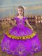 Best Satin Sleeveless Floor Length Little Girl Pageant Dress and Beading and Embroidery