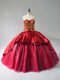 Delicate Wine Red Ball Gowns Sweetheart Sleeveless Satin and Tulle Court Train Lace Up Beading and Embroidery Quinceanera Dress