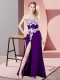 Charming Purple Sleeveless Chiffon Zipper Prom Evening Gown for Prom and Party and Military Ball
