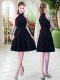 Classical Black Prom Evening Gown Prom and Party with Appliques High-neck Sleeveless Zipper