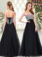 Fantastic Black A-line Tulle Sweetheart Sleeveless Beading Floor Length Lace Up Prom Gown