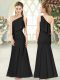 Customized Black Sleeveless Satin Side Zipper Prom Gown for Prom and Party and Military Ball