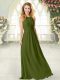 Olive Green Zipper Scoop Ruching Homecoming Dress Chiffon Sleeveless