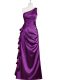 Glorious Purple Sleeveless Floor Length Beading and Ruching and Pleated Side Zipper Prom Party Dress