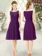 Purple Zipper Homecoming Dress Ruching Sleeveless Knee Length