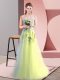 Fantastic Sleeveless Lace Up Floor Length Appliques Homecoming Dress