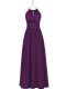 Purple Empire Ruching Prom Evening Gown Chiffon Sleeveless Floor Length