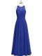 Best Selling Floor Length Zipper Evening Gowns Royal Blue for Prom and Party with Lace