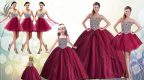Glittering Sweetheart Sleeveless Lace Up Quinceanera Gown Red Tulle
