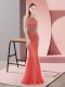 Excellent Red Backless Halter Top Beading Evening Dress Tulle Sleeveless Sweep Train