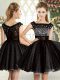 Low Price A-line Prom Dresses Black Square Tulle Sleeveless Mini Length Zipper
