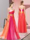 Custom Designed Multi-color Chiffon Lace Up Prom Party Dress Sleeveless Floor Length Beading