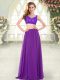 Hot Sale Purple Straps Zipper Beading and Lace Dress for Prom Sleeveless