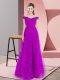 Beading and Lace Prom Dress Purple Lace Up Sleeveless Floor Length