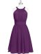 Sumptuous Purple Halter Top Zipper Ruching Dress for Prom Sleeveless