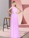Charming Lilac Empire One Shoulder Sleeveless Chiffon Floor Length Lace Up Ruching Formal Evening Gowns