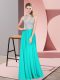 Turquoise Prom Party Dress Prom and Party with Beading and Lace Halter Top Sleeveless Backless
