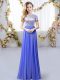 Flare Lavender Short Sleeves Floor Length Sequins Zipper Bridesmaids Dress