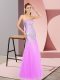 Lilac Column/Sheath Tulle Sweetheart Sleeveless Beading Floor Length Zipper