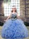 Sleeveless Lace Up Floor Length Embroidery and Ruffles Pageant Dresses