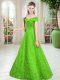 Adorable Off The Shoulder Lace Up Beading Prom Evening Gown Sleeveless
