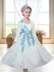 Admirable White A-line Embroidery Toddler Flower Girl Dress Zipper Lace Sleeveless Ankle Length
