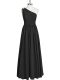 Lovely Black Chiffon Zipper Dress for Prom Sleeveless Floor Length Ruching